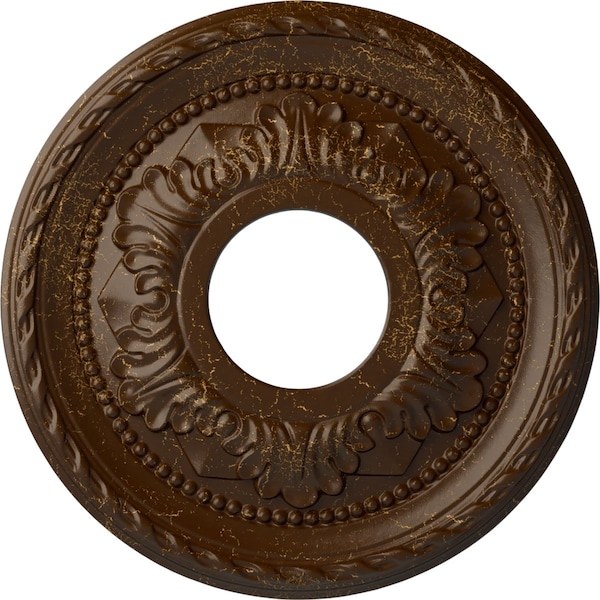Ekena Millwork Palmetto Ceiling Medallion (Canopies up to 4 7/8"), 12 1/8"OD x 3 1/2"ID x 1"P, Root Beer Crackle CM12PMRBC - main